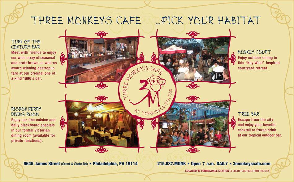 Three monkeys cafe menu.